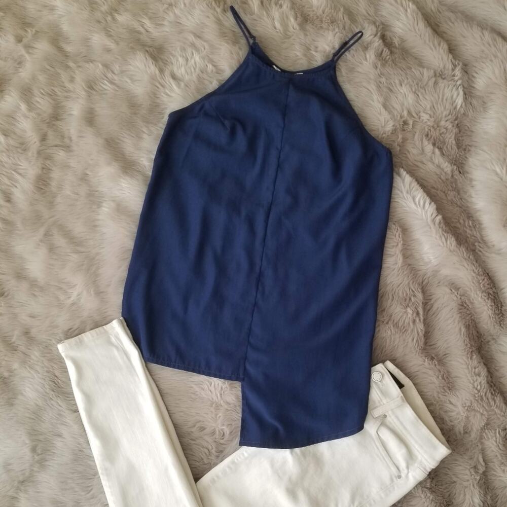NWT! Shilla Navy Asymmetrical Tank Top, Size Small